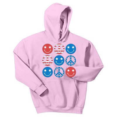 USA American Flag Peace Symbols Smiley Emoji Kids Hoodie