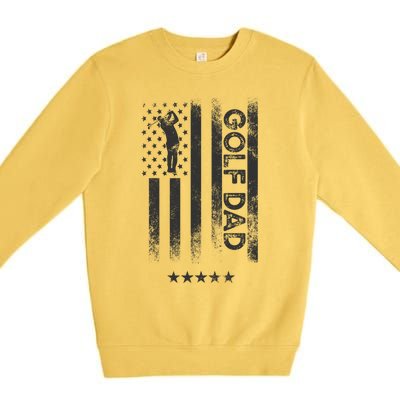 Usa American Flag Golf Dad Funny Gift Premium Crewneck Sweatshirt