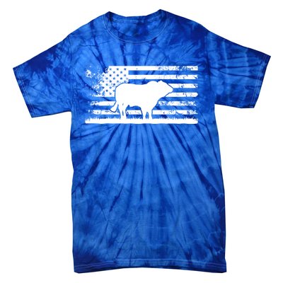 Usa American Flag Gift America Cow Gelbvieh Rancher Gift Tie-Dye T-Shirt