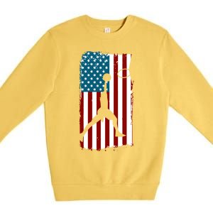 Us American Flag Basketball Patriotic Athlete Print Gift Premium Crewneck Sweatshirt