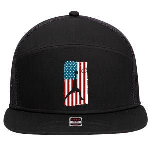 Us American Flag Basketball Patriotic Athlete Print Gift 7 Panel Mesh Trucker Snapback Hat