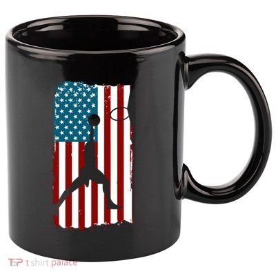 Us American Flag Basketball Patriotic Athlete Print Gift 11oz C Handle Ceramic Mug
