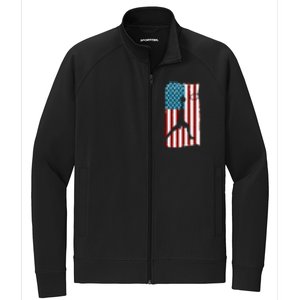 Us American Flag Basketball Patriotic Athlete Print Gift Stretch Full-Zip Cadet Jacket