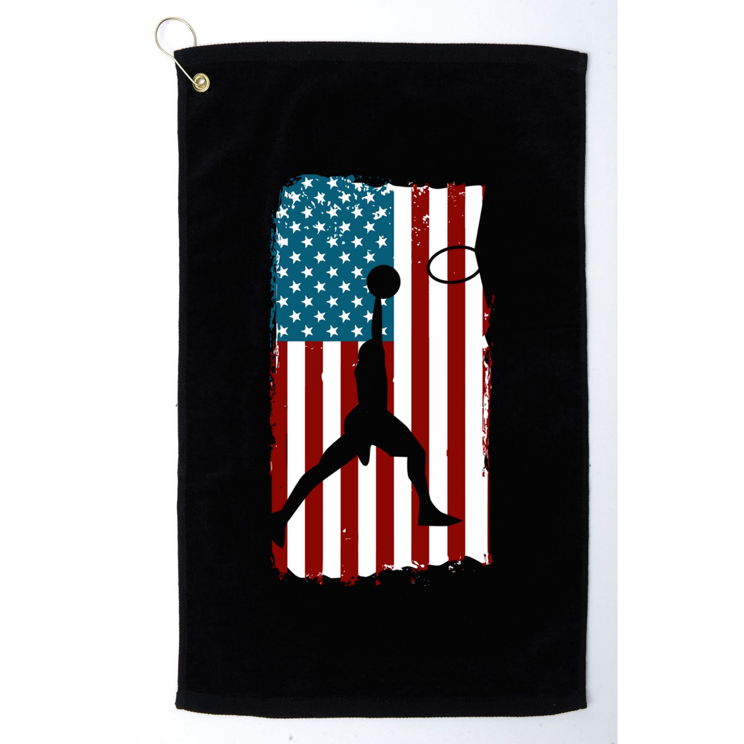 Us American Flag Basketball Patriotic Athlete Print Gift Golf Towel