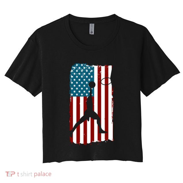 Us American Flag Basketball Patriotic Athlete Print Gift Crop Top