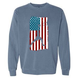 Us American Flag Basketball Patriotic Athlete Print Gift Garment-Dyed Sweatshirt