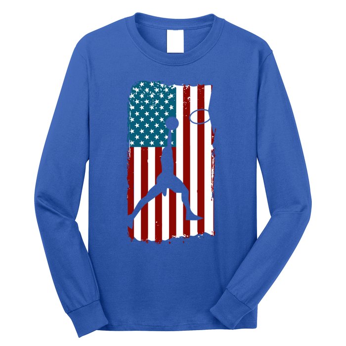 Us American Flag Basketball Patriotic Athlete Print Gift Long Sleeve Shirt