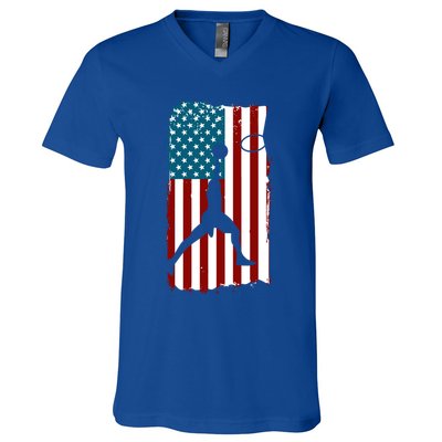 Us American Flag Basketball Patriotic Athlete Print Gift V-Neck T-Shirt