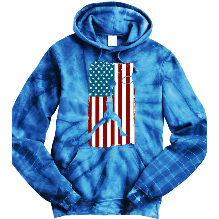 Us American Flag Basketball Patriotic Athlete Print Gift Tie Dye Hoodie