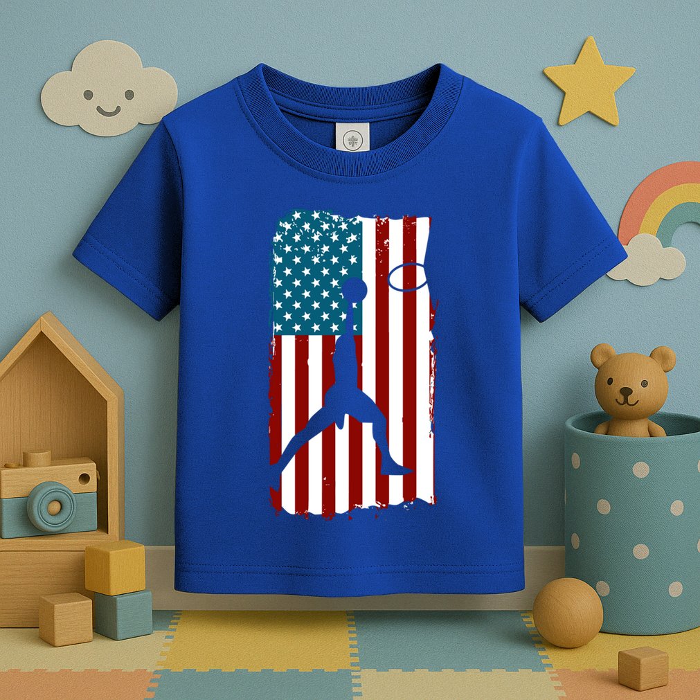 Us American Flag Basketball Patriotic Athlete Print Gift Toddler T-Shirt