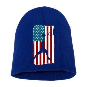 Us American Flag Basketball Patriotic Athlete Print Gift Short Acrylic Beanie