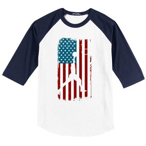 Us American Flag Basketball Patriotic Athlete Print Gift Baseball Sleeve Shirt