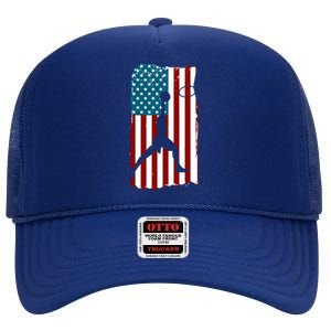 Us American Flag Basketball Patriotic Athlete Print Gift High Crown Mesh Back Trucker Hat