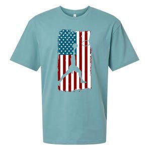 Us American Flag Basketball Patriotic Athlete Print Gift Sueded Cloud Jersey T-Shirt