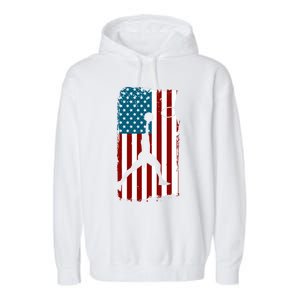 Us American Flag Basketball Patriotic Athlete Print Gift Garment-Dyed Fleece Hoodie