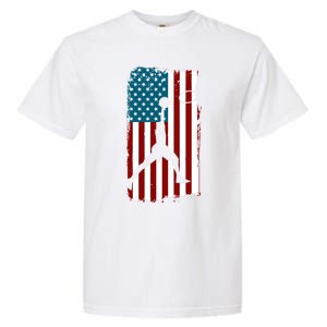 Us American Flag Basketball Patriotic Athlete Print Gift Garment-Dyed Heavyweight T-Shirt