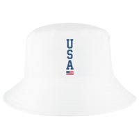 USA American Flag Vertical Text Patriotic 4th Of July Cool Comfort Performance Bucket Hat