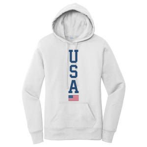 USA American Flag Vertical Text Patriotic 4th Of July Women's Pullover Hoodie