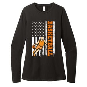 USA American Flag Basketball Gift For Sports Fan Womens CVC Long Sleeve Shirt