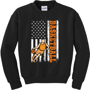 USA American Flag Basketball Gift For Sports Fan Kids Sweatshirt