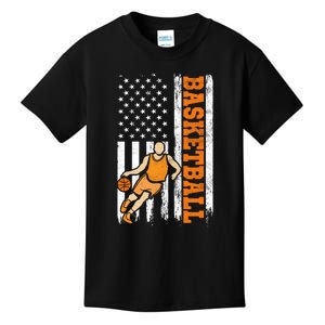 USA American Flag Basketball Gift For Sports Fan Kids T-Shirt