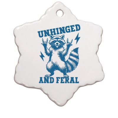 Unhinged And Feral Raccoon Cute Feral Girl Racoon Lover Ceramic Star Ornament