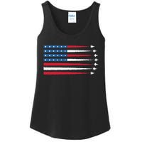 Usa American Flag Fighter Jets Patriotic Ladies Essential Tank