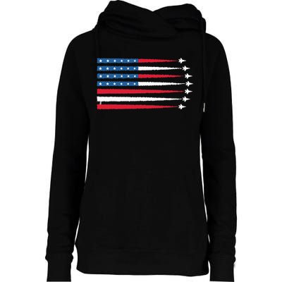 Usa American Flag Fighter Jets Patriotic Womens Funnel Neck Pullover Hood