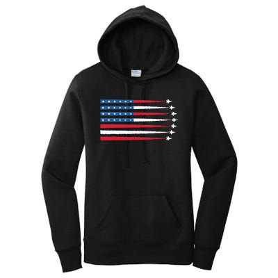 Usa American Flag Fighter Jets Patriotic Women's Pullover Hoodie