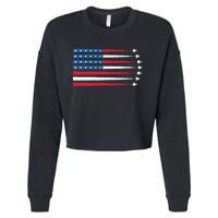 Usa American Flag Fighter Jets Patriotic Cropped Pullover Crew