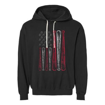 Usa American Flag Baseball Red White Blue Garment-Dyed Fleece Hoodie