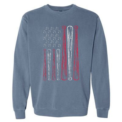 Usa American Flag Baseball Red White Blue Garment-Dyed Sweatshirt