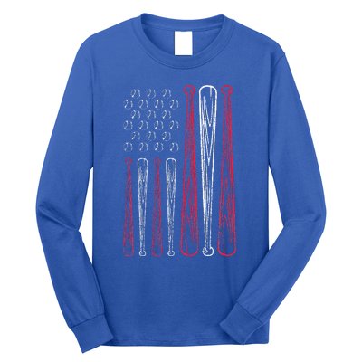 Usa American Flag Baseball Red White Blue Long Sleeve Shirt