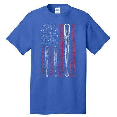 Usa American Flag Baseball Red White Blue Tall T-Shirt