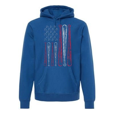 Usa American Flag Baseball Red White Blue Premium Hoodie