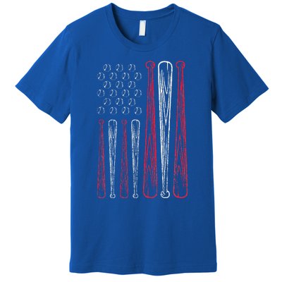 Usa American Flag Baseball Red White Blue Premium T-Shirt