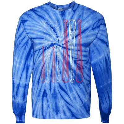 Usa American Flag Baseball Red White Blue Tie-Dye Long Sleeve Shirt