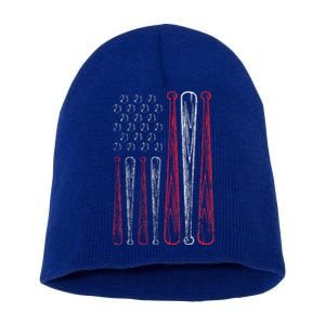 Usa American Flag Baseball Red White Blue Short Acrylic Beanie