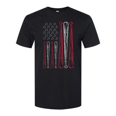 Usa American Flag Baseball Red White Blue Softstyle CVC T-Shirt