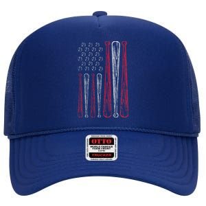 Usa American Flag Baseball Red White Blue High Crown Mesh Back Trucker Hat