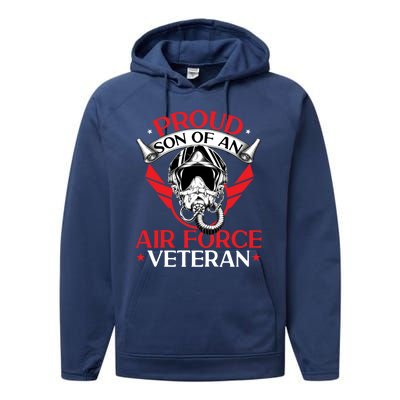 Us Air Force Veteran Proud Son Of An Air Force Veteran Gift Performance Fleece Hoodie