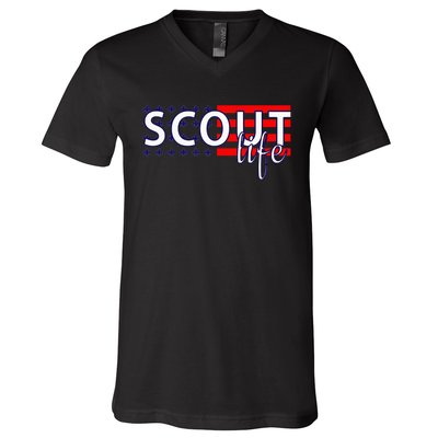 US America Flag Scout Life V-Neck T-Shirt