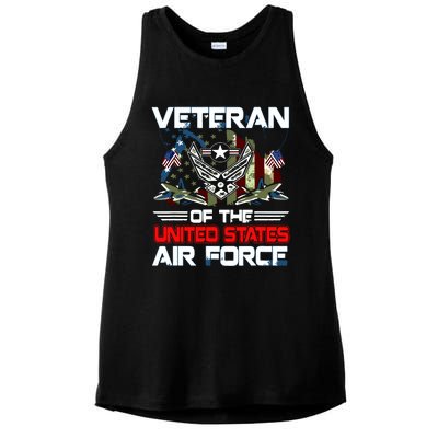 US Air Force Veteran Veteran Of The United States Air Force Ladies PosiCharge Tri-Blend Wicking Tank