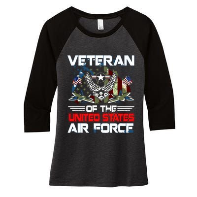 US Air Force Veteran Veteran Of The United States Air Force Women's Tri-Blend 3/4-Sleeve Raglan Shirt