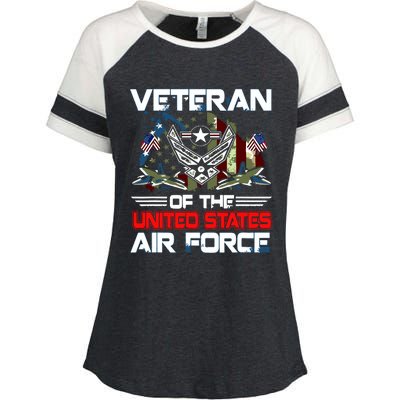 US Air Force Veteran Veteran Of The United States Air Force Enza Ladies Jersey Colorblock Tee