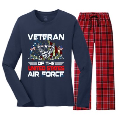 US Air Force Veteran Veteran Of The United States Air Force Women's Long Sleeve Flannel Pajama Set 