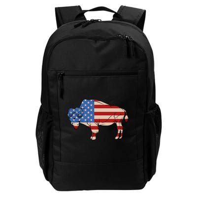 Usa American Flag Bison Buffalo Memorial 4th Of July Day Gift Daily Commute Backpack