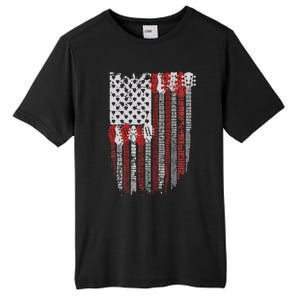 Usa American Flag Guitar Musician 4th Of July Guitarists Tall Fusion ChromaSoft Performance T-Shirt