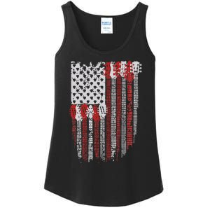 Usa American Flag Guitar Musician 4th Of July Guitarists Ladies Essential Tank