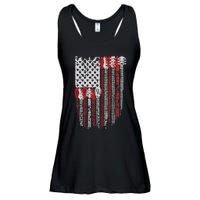 Usa American Flag Guitar Musician 4th Of July Guitarists Ladies Essential Flowy Tank